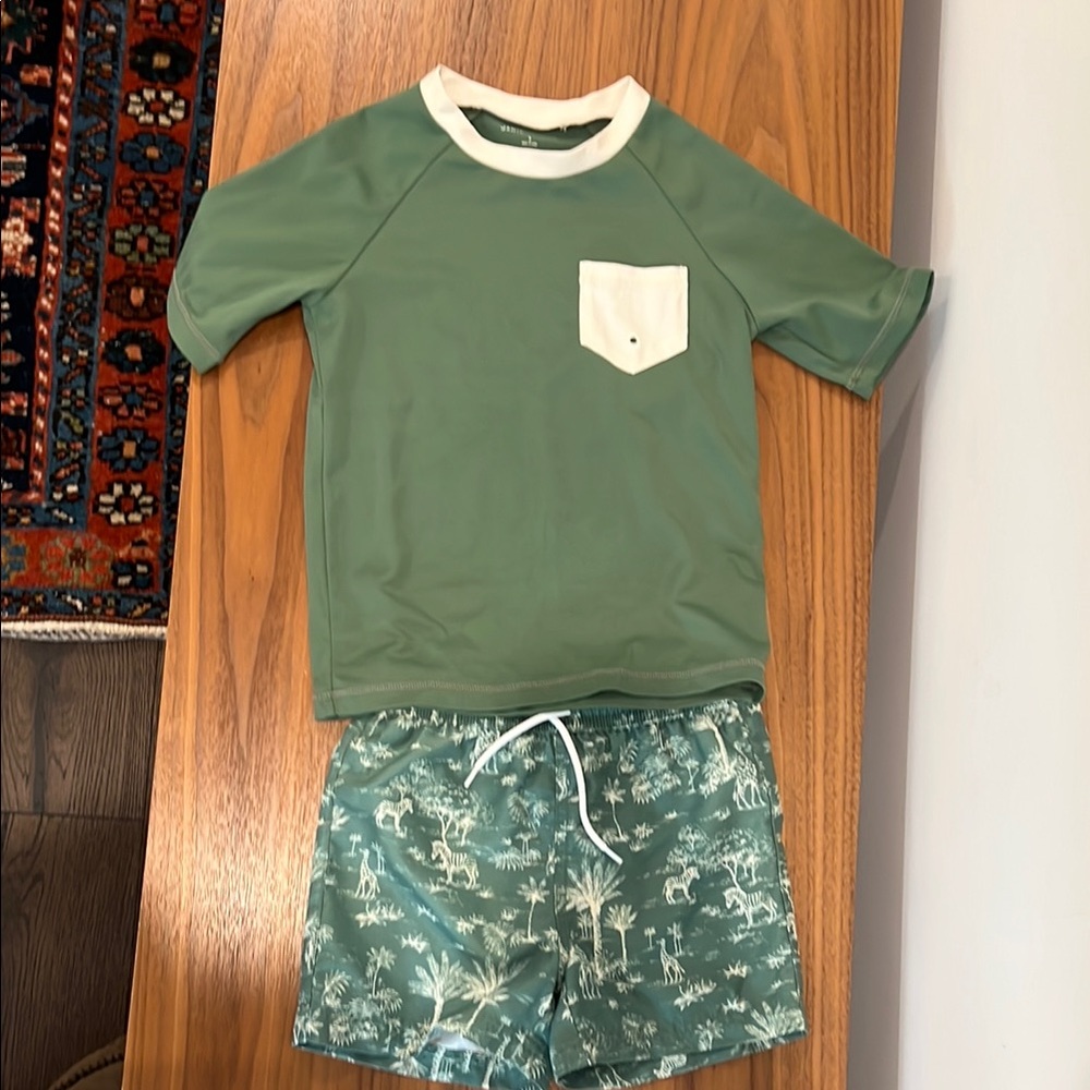 Janie and Jack Green Kids Swim Set